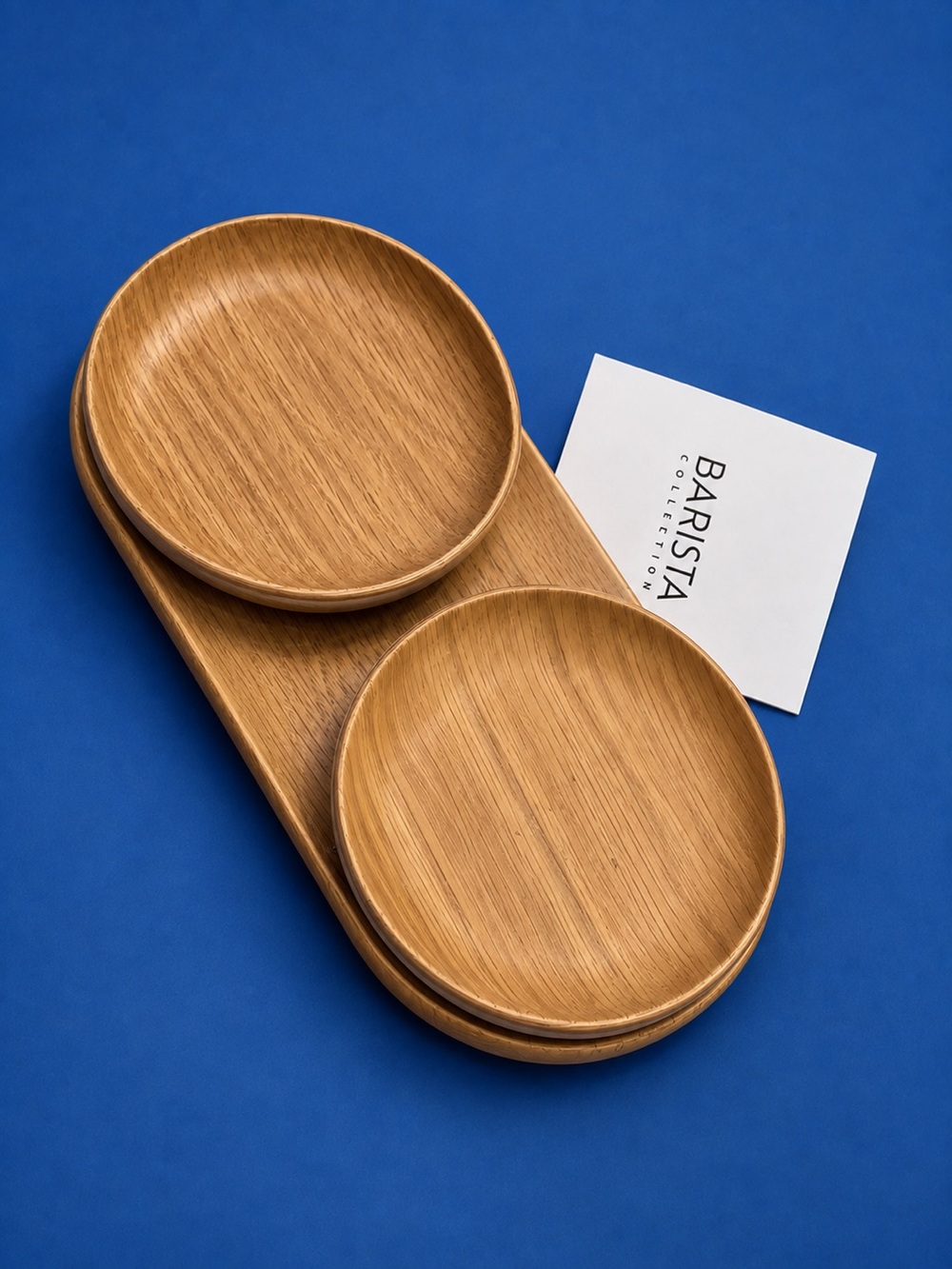 Barista Collection Wooden Serving Set – 2 Coasters & Tray